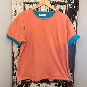 Vintage Russell reversible cuff short sleeve unisex T-shirt. Size L.